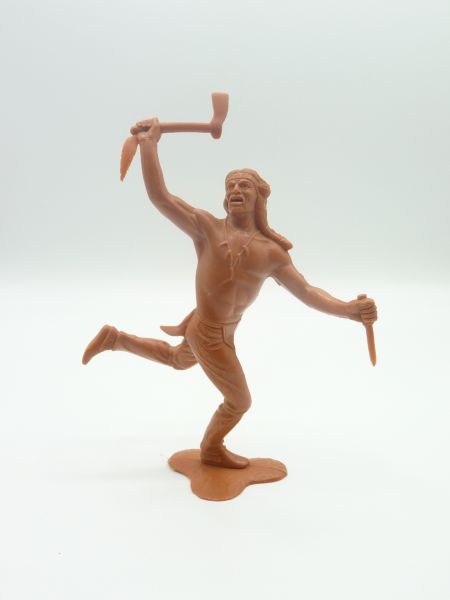 Marx blank figure Indian running with tomahawk + knife (14 cm size)