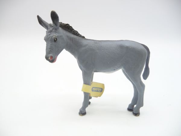 Elastolin Donkey, dark-grey - with original badge / price tag + great painting