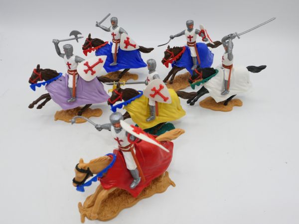 Timpo Toys Satz Kreuzritter 1. Version zu Pferd (6 Figuren) - Schildschlaufen ok