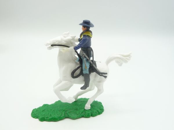 Elastolin 5,4 cm Union Army soldier riding with pistol + sabre - rare horse