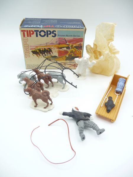 Timpo Toys Eskimo Schlitten mit Eisbär - seltene TIPTOP Box, komplett, unbespielt