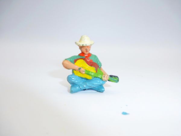Timpo Toys Cowboy sitzend mit Gitarre - seltene Figur, sehr guter Zustand