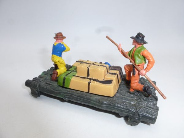Britains Swoppets Raft with 2 Cowboys + luggage