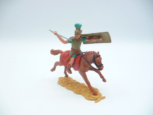 Timpo Toys Römer zu Pferd, grün mit Pilum - Schlaufen ok