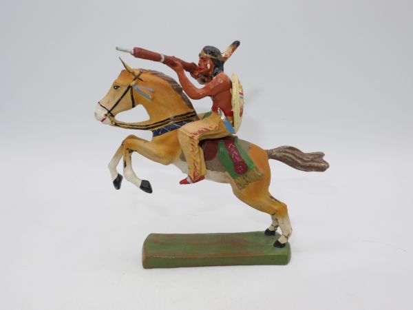 Elastolin composition Indian on horseback, shooting rifle - good condition, see photos