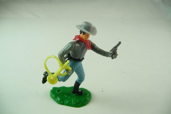 Elastolin Confederate Army soldier running, officer with pistol and trumpet