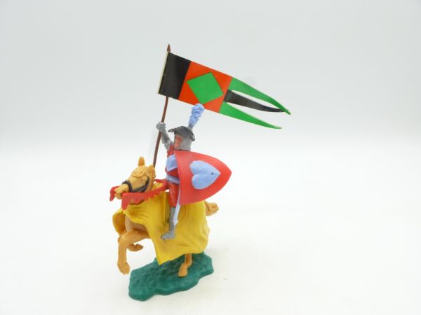 Timpo Toys Visierritter reitend mit seltener Originalfahne