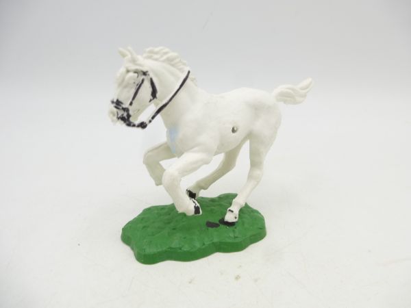 Timpo Toys Pferd 1. Version, weiß, kurz galoppierend, feste Zügel