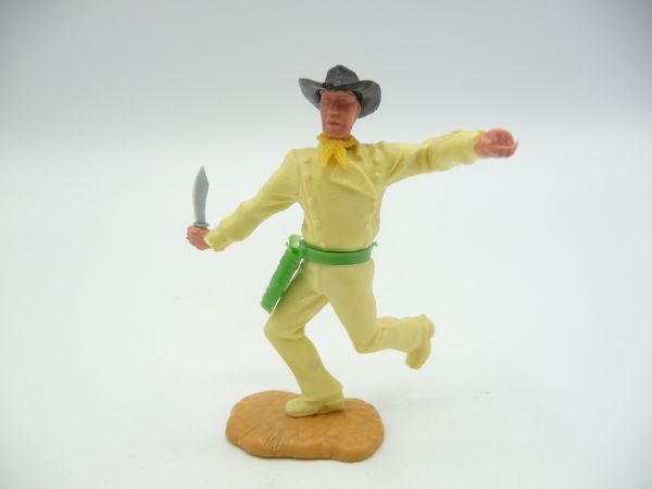 Timpo Toys Cowboy 2nd version running with knife - great neon green knife belt