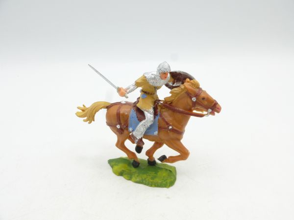 Elastolin 4 cm Norman with sword on horseback (beige), No. 8854