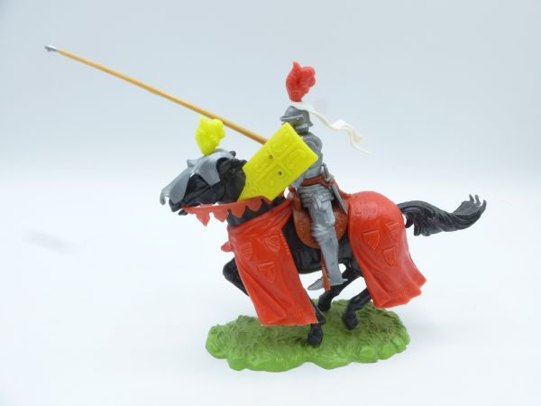 Elastolin 7 cm Lance knight / Tournament knight on horseback + further weapon on belt