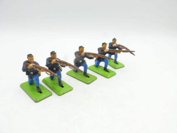 Britains Deetail 5 Union Army Soldiers kneeling shooting (movable arm)
