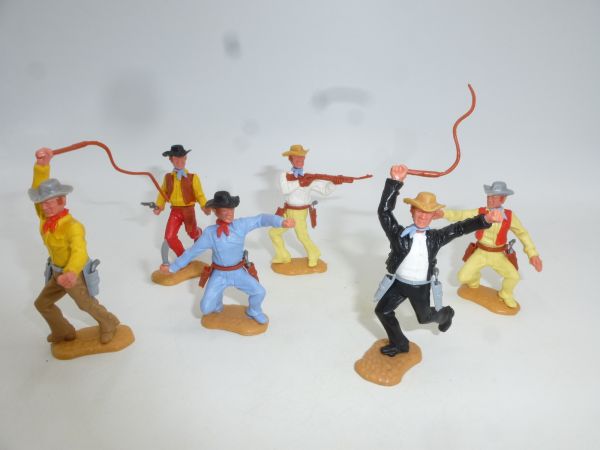 Timpo Toys Gruppe Cowboy 3. Version (großer Kopf) zu Fuß (6 Figuren)