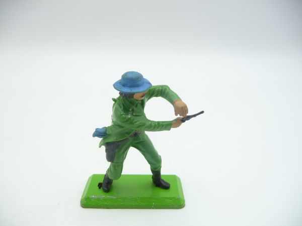 Britains Deetail Cowboy holding / firing pistol with both hands (deep green)