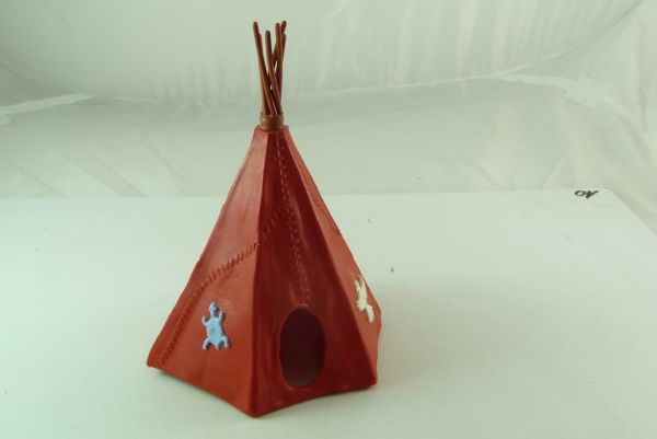 Timpo Toys Indianertipi zweiteilig, Grundfarbe rot - sehr guter Zustand