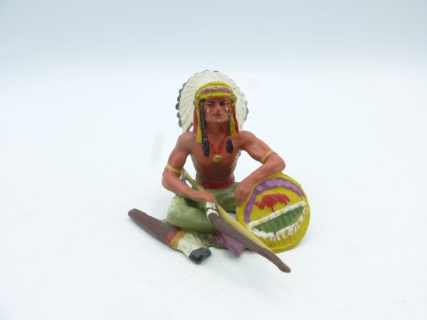 Elastolin 7 cm Chief sitting with bow, No. 6839, painting 2