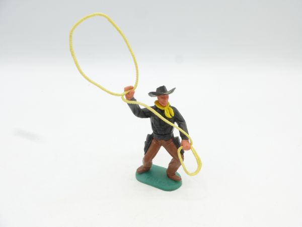 Timpo Toys Cowboy 2. Version mit Lasso, schwarzes Hemd