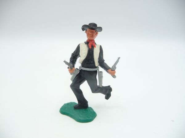 Timpo Toys Cowboy 3. Version stehend, 2 Pistolen schießend, schwarz