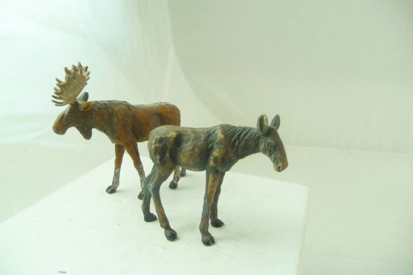 Elastolin soft plastic Elk with young - very good condition