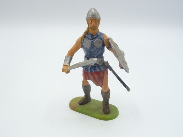 Modification 7 cm Viking with shield + sword - material: metal/tin alloy, painted
