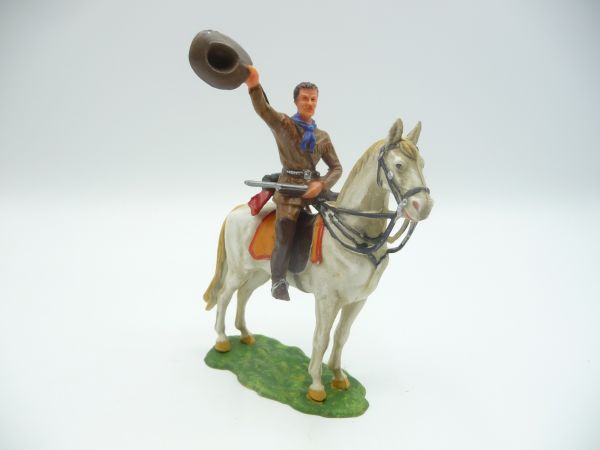 Elastolin 7 cm Old Shatterhand on horseback, No. 7550, dark-brown shirt
