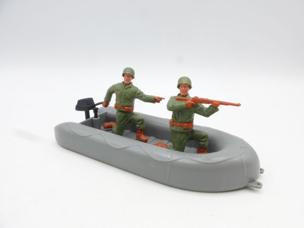 Timpo Toys Dinghy, grey with English soldiers - top condition