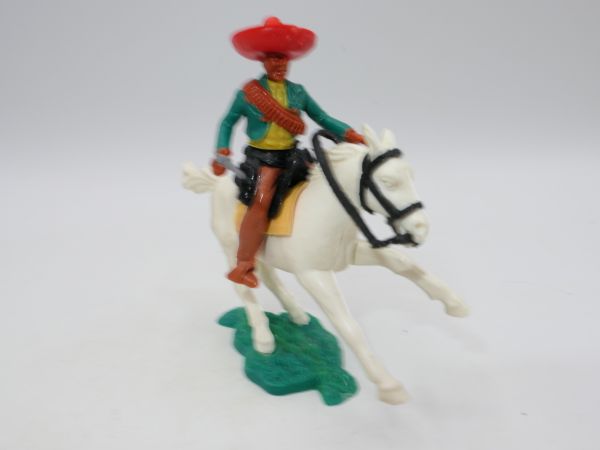 Timpo Toys Mexican on horseback, shooting pistol - rare light brown lower part