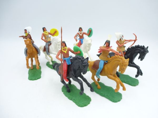 Elastolin 5,4 cm Indianer zu Pferd (6 Figuren) - schöner Satz