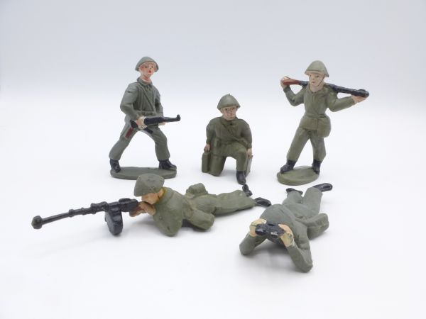 Schöne Gruppe Soldaten (5 Figuren in verschiedenen Positionen)