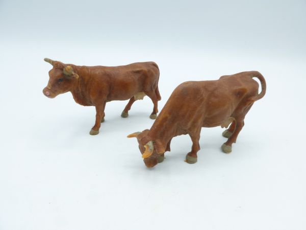 Elastolin soft plastic 2 cows, brown