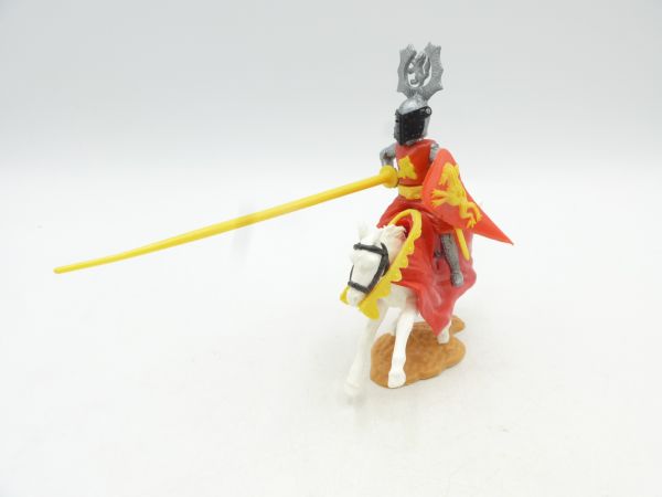 Timpo Toys Visor knight riding, tournament knight red/yellow with yellow lance
