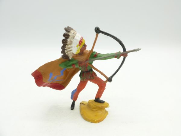 Merten Indian walking with cape, bow + arrow - great figure