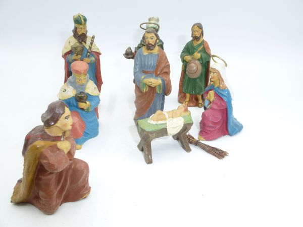 Elastolin composition Nativity scene, 8 pieces, height standing figures 9 cm