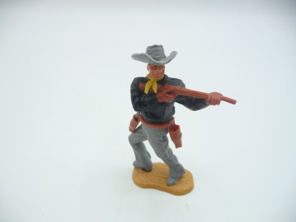 Timpo Toys Cowboy 2. Version mit seltenem steckbaren Flachhut (original) in Grau