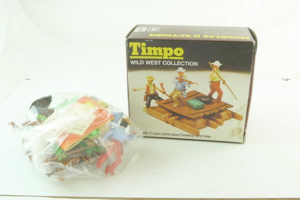 Timpo Toys Minibox Cowboys on raft, No. 763 - orig. packing, top condition