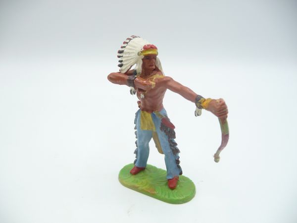 Elastolin 7 cm (beschädigt) Indianer stehend mit Bogen - Beschädigung s. Fotos