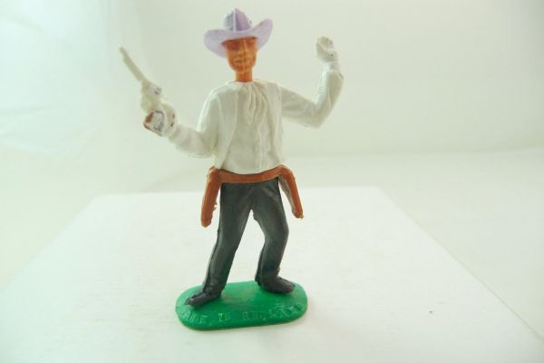 Timpo Toys Cowboy 1. Version stehend mit Pistole, weiß mit seltenem Hut