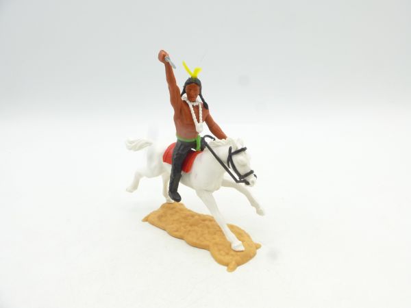 Timpo Toys Indianer 3. Version reitend mit Messer - tolle Feder