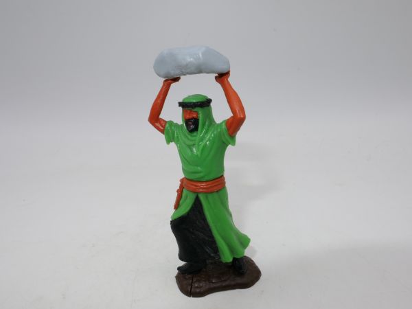 Timpo Toys Araber, grün, stehend Stein werfend, schwarzer Unterrock