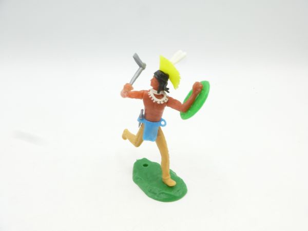 Elastolin 5,4 cm Irokese laufend mit Tomahawk + Schild - Top-Zustand