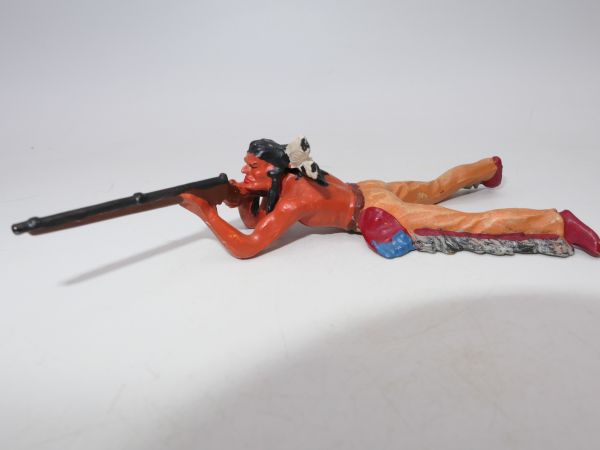 Elastolin 7 cm Indianer liegend schießend, Nr. 6842 - seltene 2a Bemalung