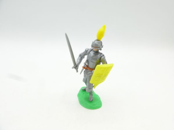 Elastolin 5,4 cm Ritter stehend mit Schwert + Schild (gelbes Schild)