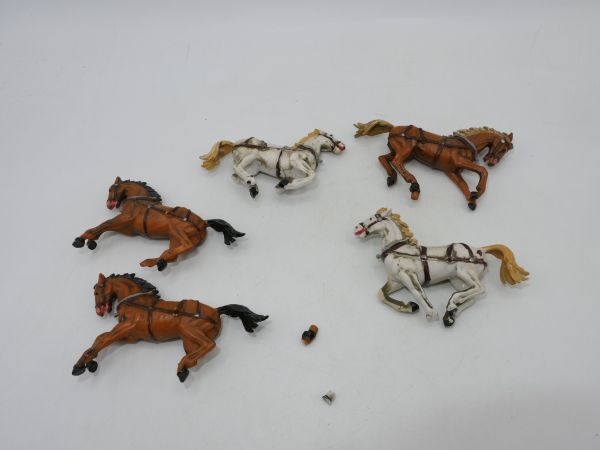 Elastolin 4 cm (beschädigt) Gruppe Pferdes