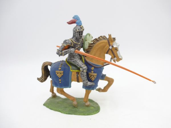 Elastolin 7 cm Knight on horseback, lance down, No. 8966 - painting see photos