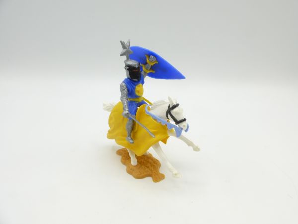 Timpo Toys Visor knight riding medium blue/yellow with sword - great combination