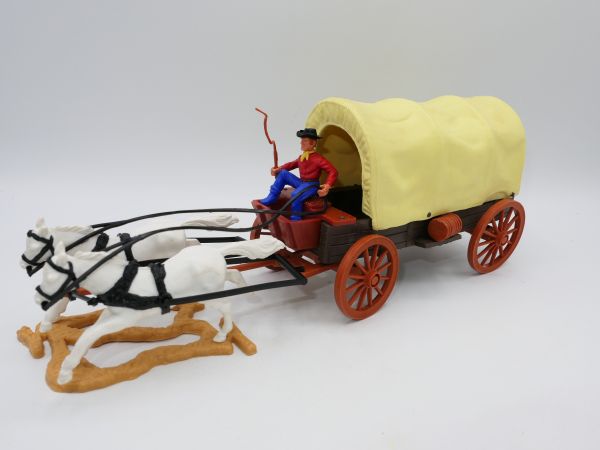 Timpo Toys Planwagen mit Kutscher 3. Version (großer Kopf) - Top-Zustand
