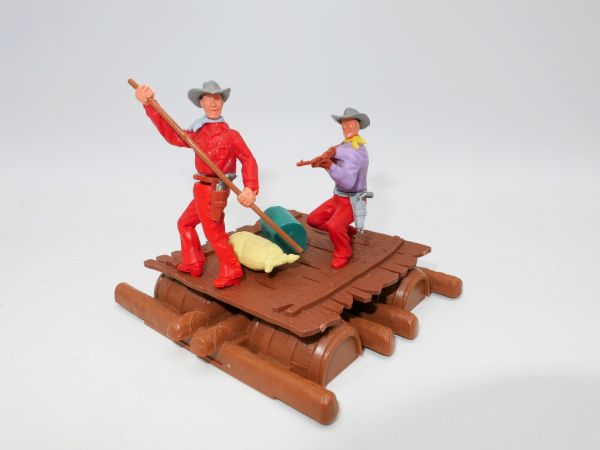 Timpo Toys Raft with 2 Cowboys - see photos