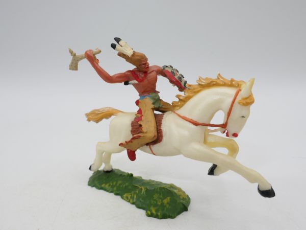 Elastolin 4 cm Indianer zu Pferd mit Keule, Nr. 6852