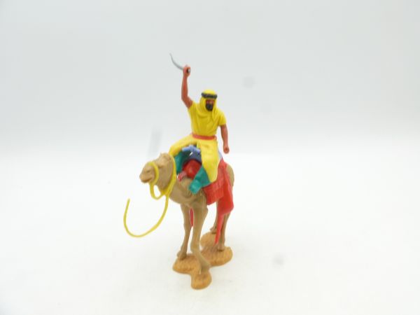 Timpo Toys Camel rider striking with sabre, yellow, green inner trousers