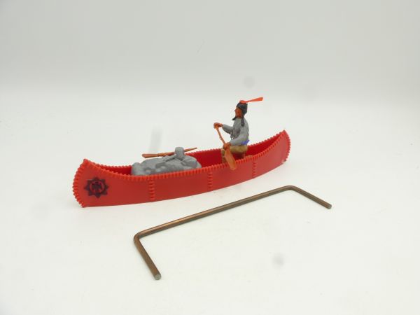 Timpo Toys Indian canoe with cargo, red